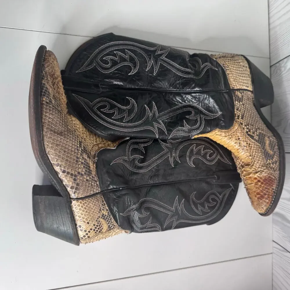 ACME VTG Men Python Snakeskin Leather Western Boots Rodeo USA 8 M (9.5 Women’s)